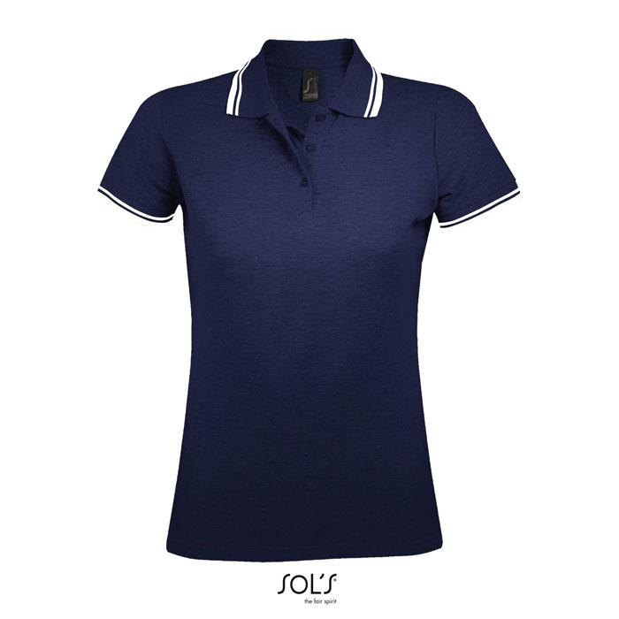 Polo personnalisable femme 200g - Pasadena French Marine/Blanc